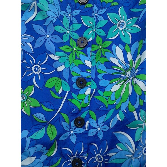 J. Crew Dress Women's Small Button Front Shift Dress Cobalt Blue Floral 2024 - Picture 4 of 9